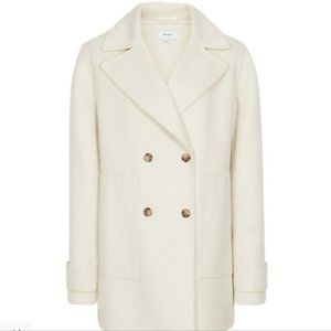 Reiss Amber Double Breasted Wool Coat (ivory)